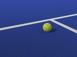 Paddel Tennis Ball auf ein Blau Paddel Tennis Gericht. Schläger Sport foto