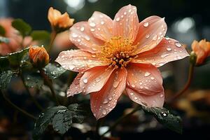 ai generiert ein Blume im das Regen ai generiert foto