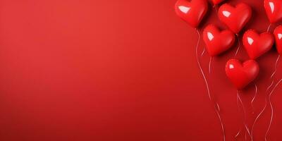 ai generiert Valentinstag Tag Hintergrund mit rot Herzen. 3d Rendern generativ ai foto