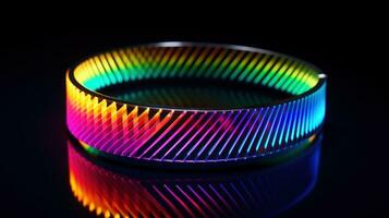 ai generiert ein Ring mit ein Regenbogen farbig Licht auf Es. generativ ai foto