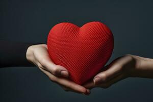 ai generiert Symbol Frau Valentinstag romantisch Hilfe Gesundheit Pflege halt Hände Tag Herz Liebe weiblich geben foto