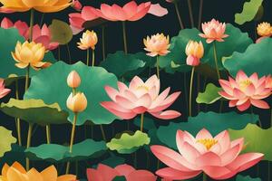 ai generiert Lotus Blume Blumen, Kunst Design Sammlung foto