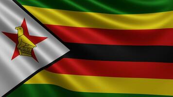 machen von das Zimbabwe Flagge flattert im das Wind Nahaufnahme, das National Flagge von foto