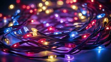 ai generiert Weihnachten Beleuchtung glühend Urlaub Feier foto