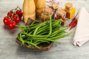 roh Grün Bohne Zeichenfolge ungekocht foto