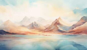 ai generiert Gemälde Berg Berge im Aquarell, foto