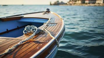 ai generiert Erfassen das majestätisch Aussicht von das oben von ein Boot auf das öffnen Meer foto