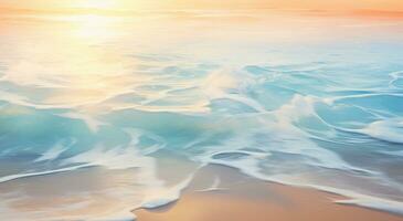 ai generiert Strand beim Sonnenuntergang mit Wasser im das Hintergrund, foto