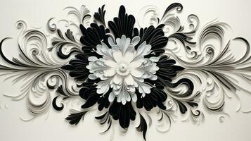 ai generiert abstrakt Blumen- Muster im schwarz und Weiß Farben. gotisch ästhetisch foto