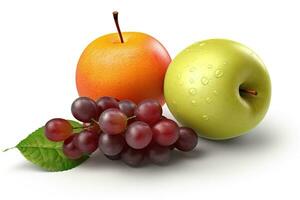 ai generiert frisch Früchte auf Weiß Hintergrund. gesund Essen Konzept foto