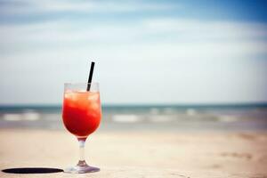 ai generiert frisch Saft Cocktail auf das Strand. Ferien Hintergrund. ai generiert foto