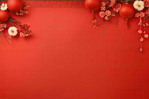 ai generiert China Neu Jahr Banner rot Hintergrund foto
