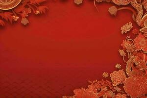 ai generiert China Neu Jahr Banner rot Hintergrund foto