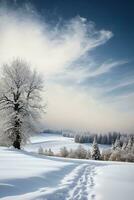ai generiert Winter Schnee Landschaft foto