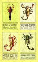 ai generiert ein einstellen von Farbe Abbildungen von vier anders Spezies von Skorpione. erstellt mit generativ ai. foto