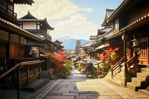 ai generiert das uralt Stadt von Kyoto Japan mit traditionell foto