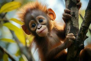 ai generiert süß wenig Baby Ziege im das Feld ai generiert foto