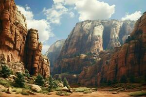 ai generiert das surreal Landschaften von Zion National Park USA foto