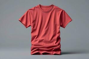 ai generiert leer T-Shirt Attrappe, Lehrmodell, Simulation mit hölzern Hintergründe, T-Shirt Attrappe, Lehrmodell, Simulation. Weiß leer T-Shirt Vorderseite und zurück Ansichten. foto