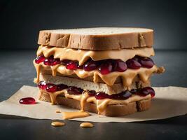 ai generiert Erdnuss Butter und Gelee Sandwich foto