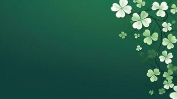 ai generiert ein einfach noch elegant st. Patrick's Tag Hintergrund mit ein Weiß Kleeblatt auf ein Grün Hintergrund. foto