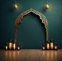ai generiert islamisch Dekoration mit Kerzen und islamisch foto