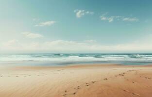 ai generiert ein leeren Strand mit ein öffnen Ozean im Hintergrund, foto