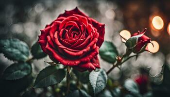 ai generiert rot Rose Pflanze foto