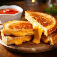 ai generiert ein köstlich Foto von ein käsig gegrillt Käse Sandwich