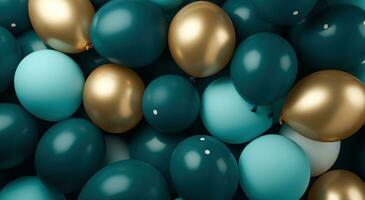 ai generiert elegant Blau und Gold Luftballons foto