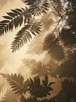 ai generiert ein Schatten Licht leuchtenden von über ein Baum, foto