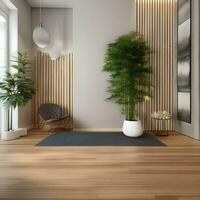 ai generiert ein heiter Yoga Studio mit Bambus Bodenbelag, ein foto