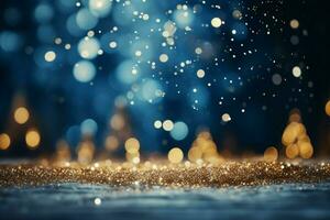 ai generiert Winter Gelassenheit leeren Weiß Schnee mischen mit ein verschwommen Weihnachten Baum Hintergrund ai generiert foto