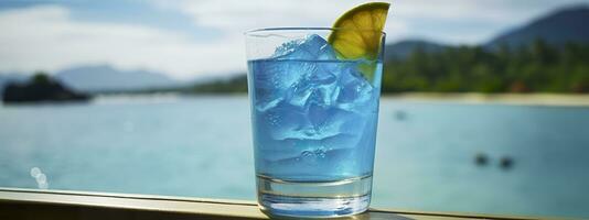 ai generiert Banner mit Blau loguna Cocktail. generativ ai. foto