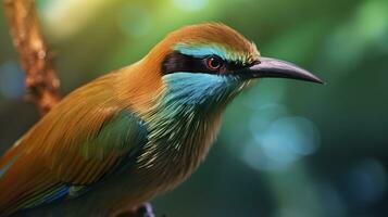 ai generiert Türkis brauen motmot im beschwingt Farben. generativ ai foto