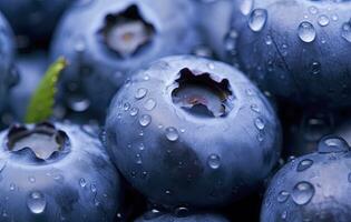 ai generiert nass Blaubeere Frucht. ai generiert foto