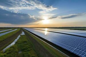 ai generiert Wind, Sonne und Wasser Energie. ai generiert foto