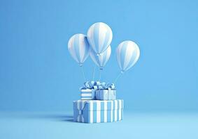 ai generiert Luftballons mit Geschenk Kasten. ai generiert foto