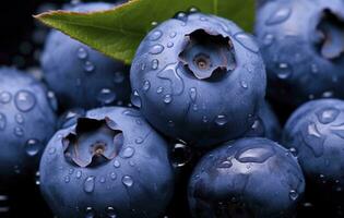 ai generiert nass Blaubeere Frucht. ai generiert foto