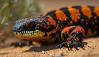 ai generiert afrikanisch Eidechse kriechen, entdeckt Waage, gefährlich Viper im tropisch Wald generiert durch ai foto