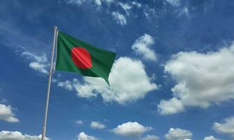 Bangladesch Flagge Objekt Symbol Blau Himmel Weiß Wolke Hintergrund Hintergrund Kopieren Raum Unabhängigkeit politisch Regierung Freiheit Bangladesch Patriotismus Pole Stoff Seide politisch Wirtschaft Transport importieren foto