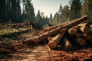 ai generiert Holz Ernte Holzbearbeitung Industrie foto