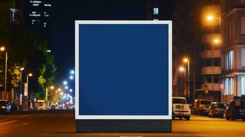 ai generiert Plakatwand Attrappe, Lehrmodell, Simulation mit leer Vorderseite, realistisch auf ein Attrappe, Lehrmodell, Simulation Vorlage im ein Straße foto