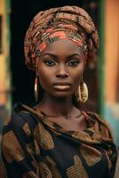 ai generiert kulturell schick Straße Stil Porträts feiern afrikanisch Einflüsse zum schwarz Monat foto