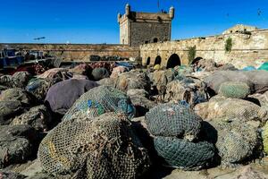 Angeln Netze im das alt Stadt von Marrakesch foto
