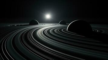 ai generiert Vitrinen das atemberaubend Ringe von Saturn, mit ihr kompliziert Muster und Texturen sichtbar foto