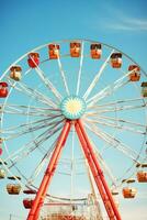 ai generiert ein hoch aufragend Ferris Rad dient wie das Schwerpunkt Punkt von diese Karnevalsthema foto