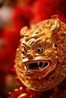 ai generiert ein rot und Gold Chinesisch Neu Jahr Dekoration foto
