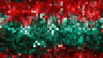 ai generiert generativ ai, abstrakt Pixel Kunst Hintergrund, nahtlos geometrisch Mosaik Muster, Weihnachten Farben foto