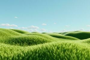 ai generiert Grün Gras Feld. Sommer- Landschaft Szene Attrappe, Lehrmodell, Simulation. generativ ai. foto